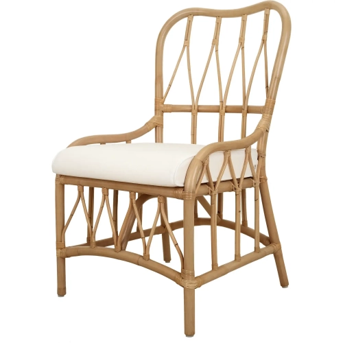 Ayanna Rattan Dining Chair in Natural Rattan & Neutral Fabric (Set of 2)